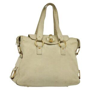 SAINT LAURENT Tote Bag Leather Beige Gold 169366 Auth bs28797